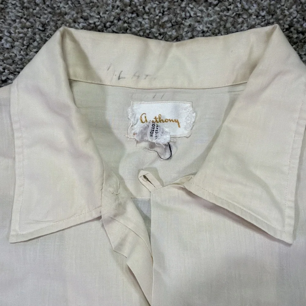 60s Loop Collar Anthony Dacron Button Up XL Shirt sleeve Mod Fashion
